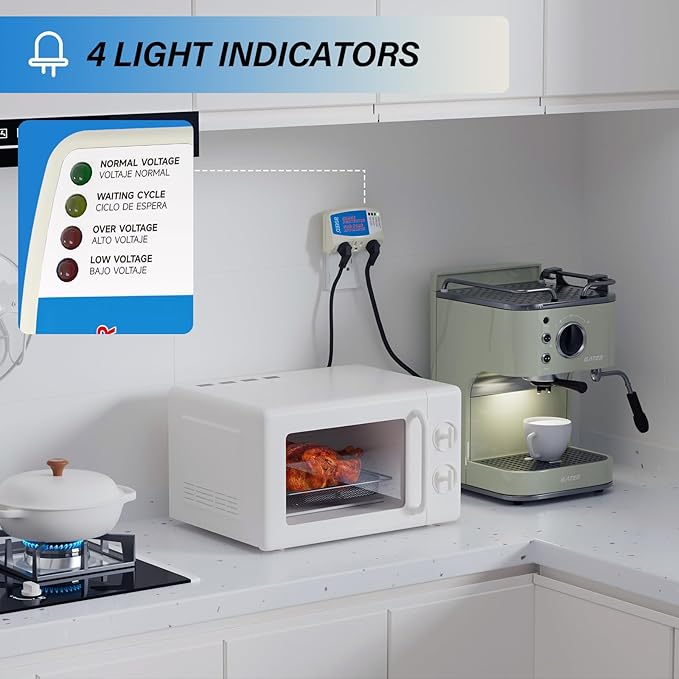 BSEED Home Appliance Surge Protector, Surge Protector for Refrigerator Wall Mount Three Plugs with Protection Low/High Voltage Protector Brownout Outlet Plug in 125V, 1875W, 2 Pack