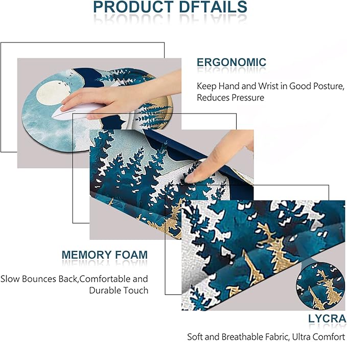 ArtSo Mouse Pad Keyboard Wrist Rest Support Ergonomic, Upgraded Cushion Mousepad Gel Memory Foam Non-Slip Rubber Base Pain Relief & Easy Typing for Home,Office, Abstract Mountain