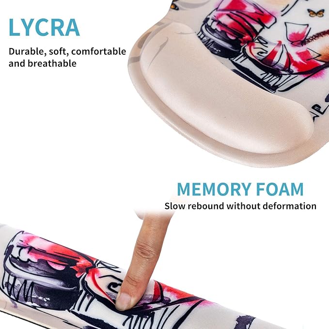 Ergonomic Keyboard Mouse Pad Wrist Rest Support Set for Laptop/Computer/Desktop,Memory Foam Hand Rest Wrist Cushion for Gaming/Office,Lightweight Comfortable & Pain Relief (Red High Heels)