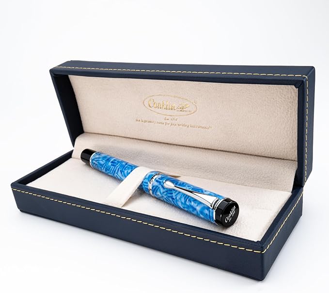 Conklin Duragraph Fountain Pen Ice Blue - Medium Nib, Timeless Writing Instrument with Cool Blue Finish