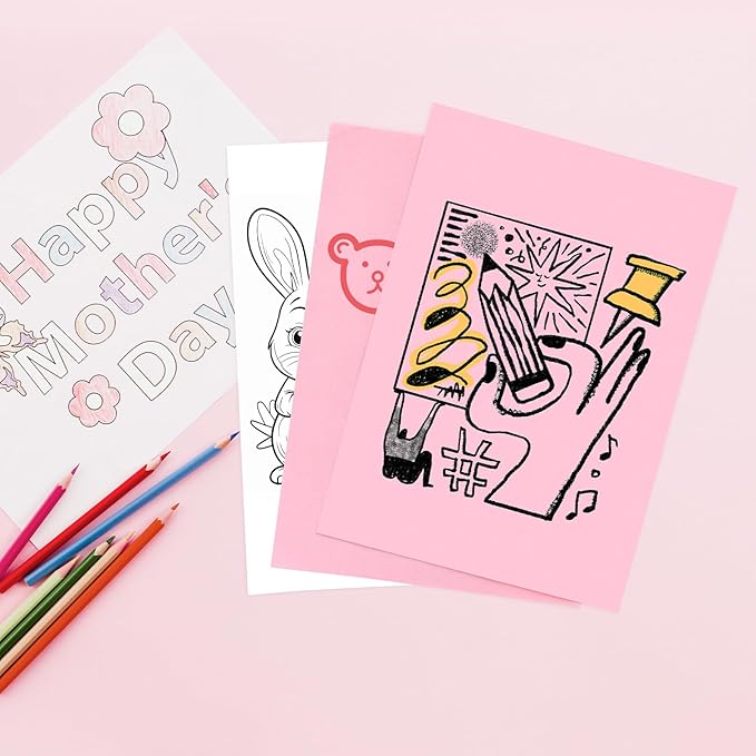 M&G 100 Sheets Pink Copy Printing Paper, 8.3 X 11.7 inch Colored Printer Papers, Pink Construction Paper for Card Making Scrapbooking School Office Party DIY Craft