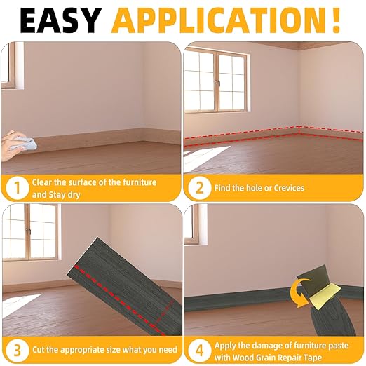 GSCIT Club Dark Walnut Wallpaper, 15.7 inch X 25ft Self Adhesive Wood Grain Repair Tape Patch for Tables, Chairs, Baseboards, Doors, Windows, Floors, Handicraft DIY.