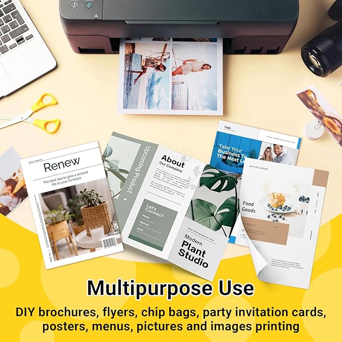 TECKWRAP Glossy Photo Paper 8.5" x 11", Glossy Photo Paper for Inkjet Printer, Works with Inkjet Printer, 60 Sheets, 260gsm/69 lb