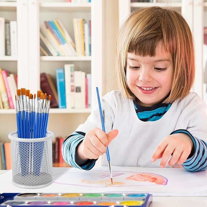 UPINS 11 Pcs Flat Paint Brushes Fine Detail Paint Brush Miniature Small Brush Bulk for Detail Painting Mixed Sizes