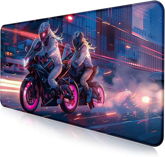 Anime Knight Motorcycle Mouse Pad Large Cool Sports Car Office Men's and Women's Desktop Pad, Super Large Motorcycle Computer Game Mouse Pad 35.4 x 15.7 Inches