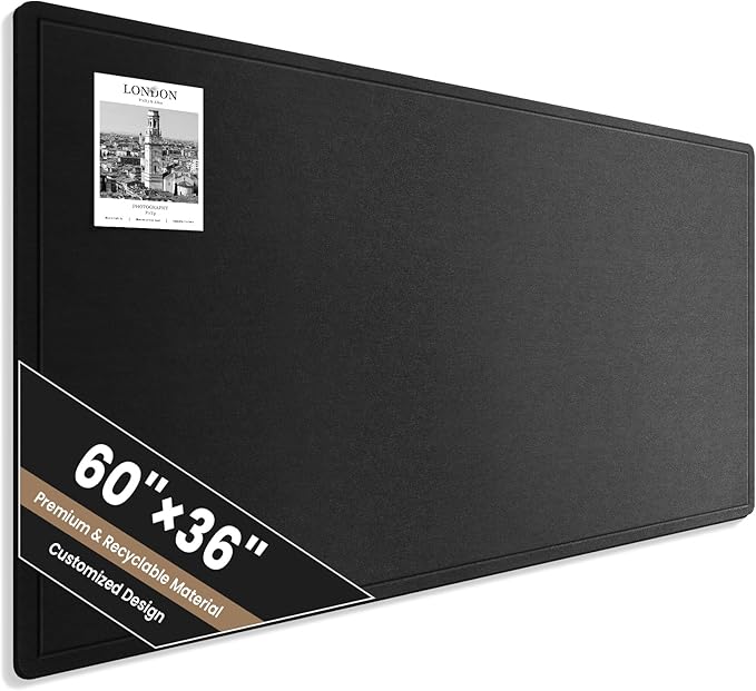 Large Bulletin Board, 60 X 36 Inches Felt Cork Board with 40 Pushpins, Foldable Felt Notice Pin Board Photo Display Board with Self-Adhesive Tape for Office Home School