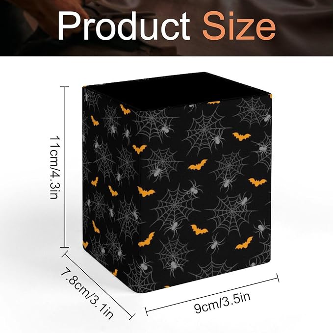 Square Pen Holder & Pencil Organizer for Desk - Office Storage Organizer, Markers/Makeup Brushes/Scissors Holder, Compact Desk Decor Accessories for Home Classroom School(Bat)