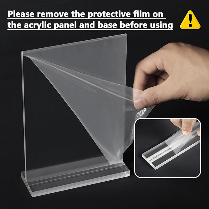 MaxGear 5x7 Acrylic Sign Holder 6 Pack, Clear Table Display Stand， Double Sided Flyer Menu Holder Photo Frame, Plastic Paper Holder Acrylic Picture Frames for Stores, Restaurants, Hotels, Office