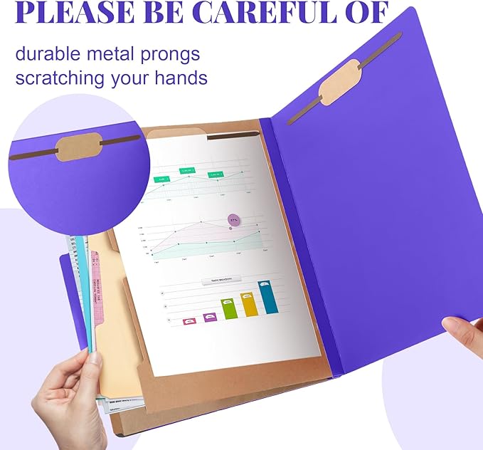 Skyygemm 36 Pcs Classification Folders Letter Size, 2 Pocket Dividers Pressboard File Folder with Fasteners, Expanding File Organizer Bulk for Teachers, Clergy, Office, Church, Christmas (Purple)