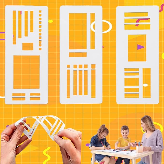 Handmade Flexible Record Template,3PC Stencils Drafting Tools,Reusable Templates Planner Stencils for Journaling Checklist/Habit Trackers/Task Lists/Daily Planning (#A)