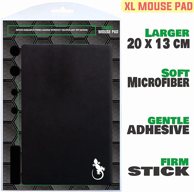 Mouse Pad Adhesive Bottom - Peel and Sticks to Any Surface - Travel Large Size - Portable (XL - Black)