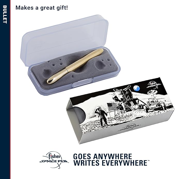 Fisher Space Pen Brass Alloy Bullet Space Pen, Ballpoint, Polished Brass, Black Ink, Gift Box