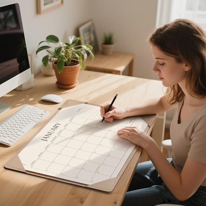 Jotsome Desk Calendar 2025-2026 with Desktop Mat, Large Desk Pad Calendar From Now to December 2026 22x17 inch, Desk Blotter Calendar for Home Office and School, Easy Planning, Apricot