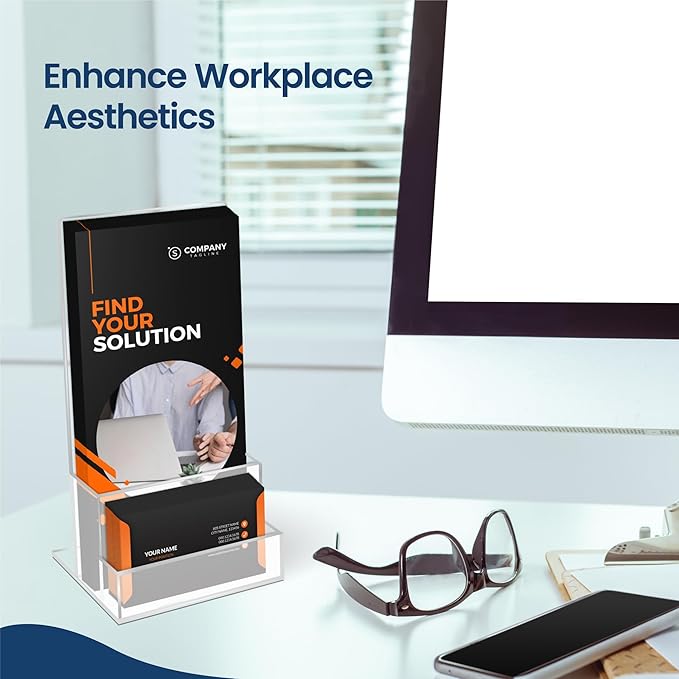2 Pack Acrylic Brochure Holder Stand 4‘’, Clear brochure and business Rack Card Holder Stand, Plastic Flyer Display Stand for Magazine, Pamphlet, Booklets, Menu, Journals, Business Card