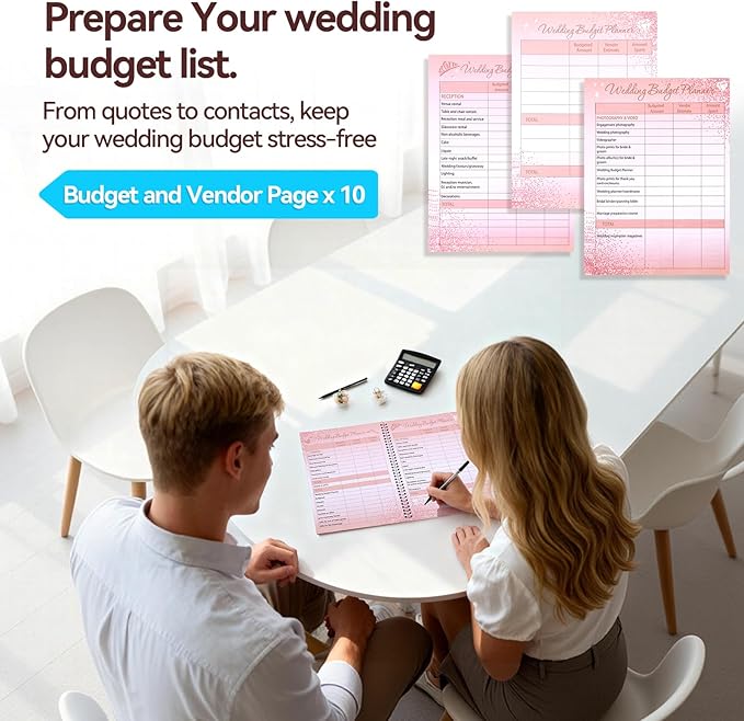 Wedding Planner Book and Organizer, Planner for Wedding Preparations, Wedding Planning Book for Newlyweds, with 12-Month Countdown Checklist for a Comprehensive Wedding Plan (11"× 8")