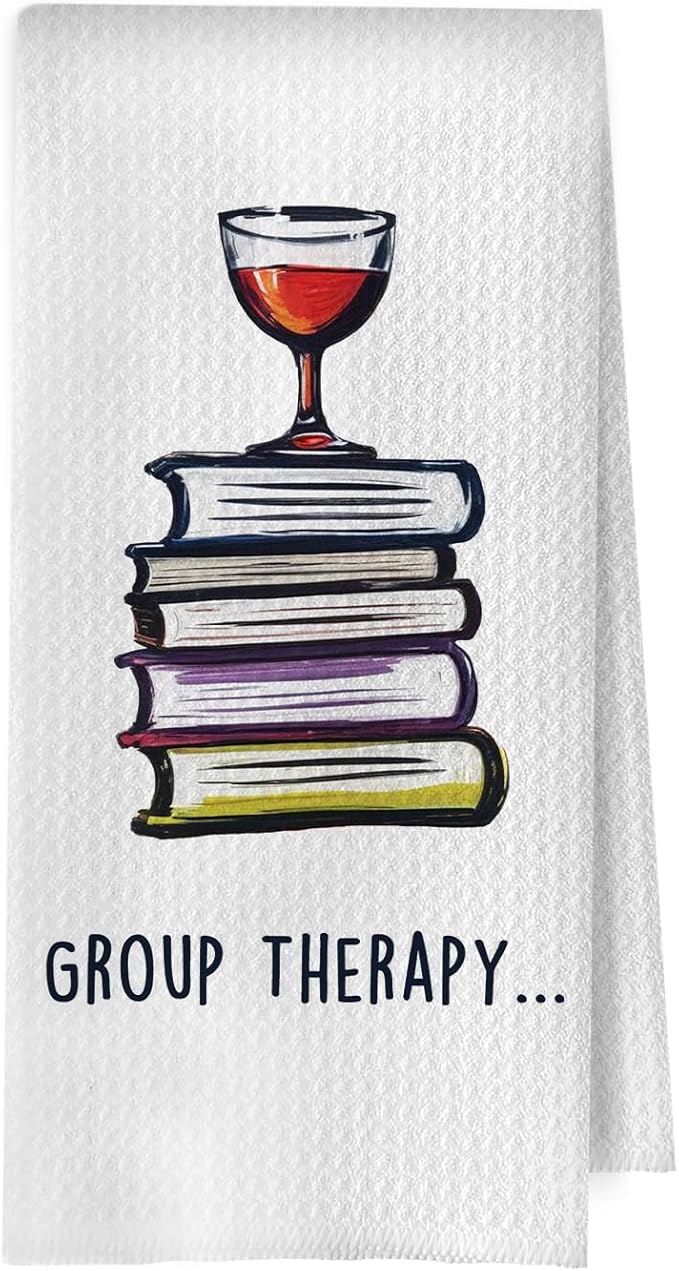 Wine Gifts Kitchen Towels - Wine Lovers Gifts Dish Towels, Book Lover Reader Librarian Gifts Decorative Waffle Hand Tea Towel, 16x24 Inches