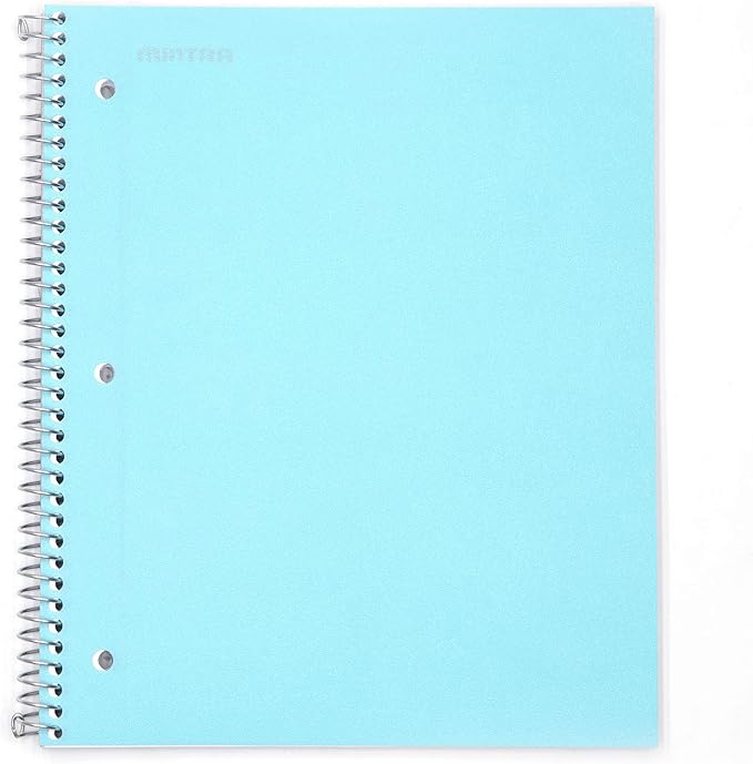 Mintra Office Durable Spiral Notebooks, 1 Subject, (Teal, Wide Ruled 3 Pack), 100 Sheets, Poly Pocket, Moisture Resistant Cover, Strong Chipboard back, For School, Office, Business