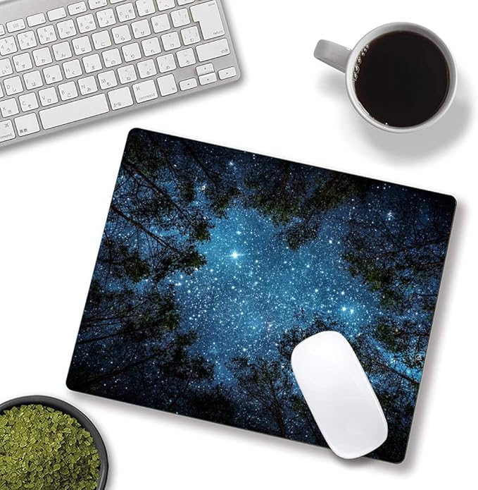Hokafenle Mouse Pad, Square Personalized Computer Mouse Pads Design, Washable Mouse Mat, Gaming Office Home Non-Slip Rubber Base Mousepad, Stars Night Sky