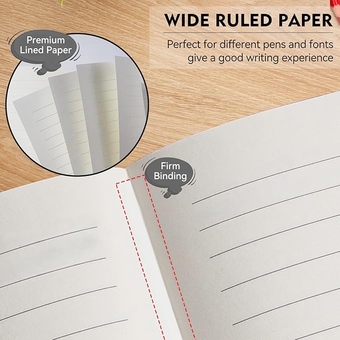 Lined Journal Notebook, 200 Pages, Leather Hardcover Notebooks, A5 College Ruled Thick Classic with Pen Loop Notebook Journals for Writing, for Women Men Office School, 5.75'' X 8.38'', Black