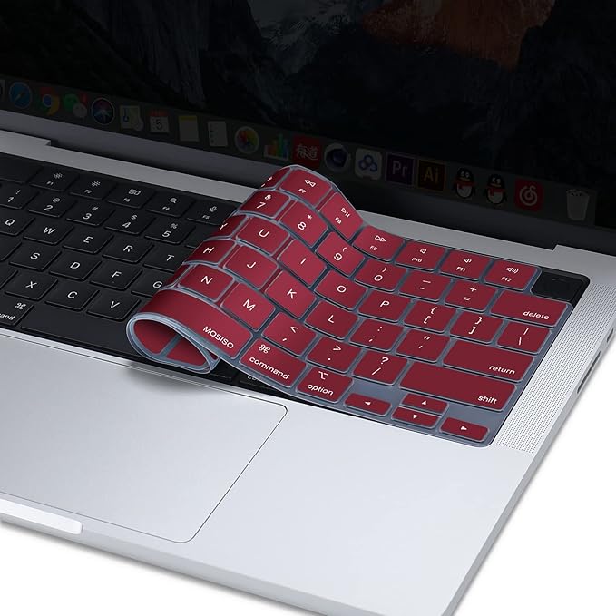 MOSISO Keyboard Cover Skin Compatible with MacBook Air 15 inch M3 A3114 M2 A2941/Air 13.6 A3113 A2681/Pro 14/16 M4 M3 M2 M1, Marsala Red
