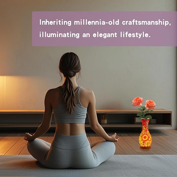 Turkish Mosaic Table Lamp for Living Room or Bedroom Decoration with Glass Vase and USB Power