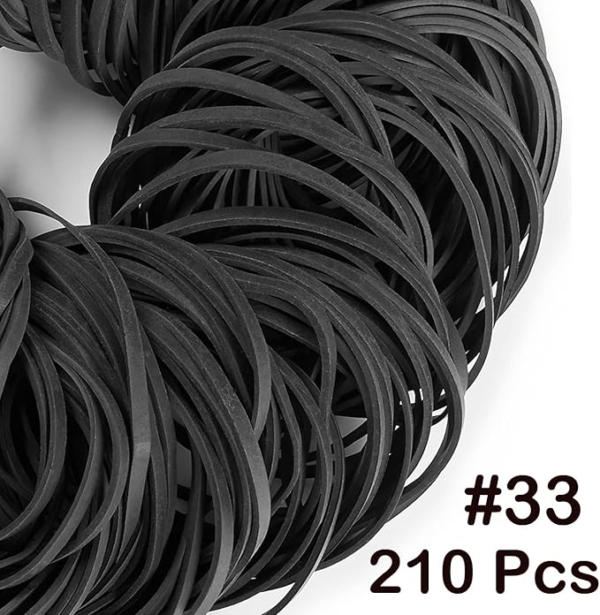 Rubber Bands size #33 Approximately 220 pcs Elastic Bands Black for Office Supply File Folders Litter Box