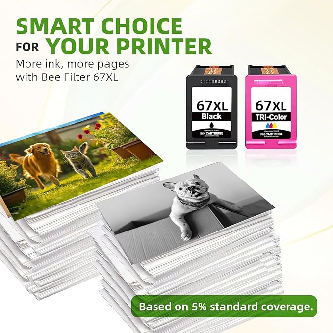 Hp Ink 67 & 67XL HP Printer Ink - Black Color Combo Pack for Hp 67 Ink Cartridges, HP 67XL Ink, DeskJet 2855e 2755e 2700 2700e 2800e 4155e 4255e 2827e 4100e 4227e, Envy 6055e 6000 6400 6455e Printer