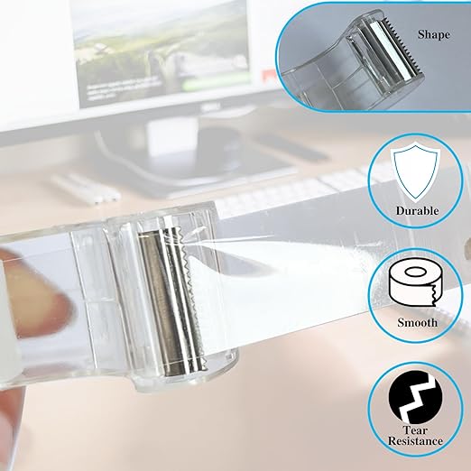 Tape, Clear Tape,Transparent Tape for Office Supplies and School Supplies,Glossy Finish,3/4 in x 720 in, Dispensered, 16 Pack