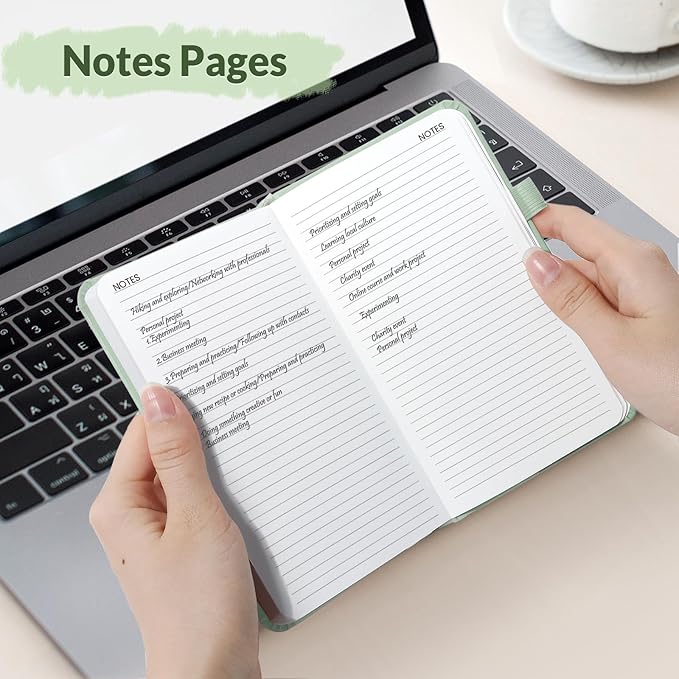 SUNEE 2026 Pocket Weekly Planner for Purse 3.5" x 6" - 12 Month (January 2026 - December 2026), Small Size Planner, Hardcover, Notes, Pocket, 100 GSM Paper, Sage Green