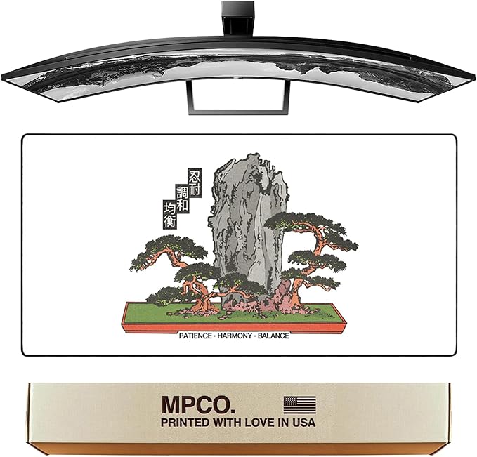MPCO. OZGMX Large Gaming Desk Pad - 36" x 17" Duraglyde Fabric Bonsai Desk Mats - Non-Slip, Washable, Smooth Glide for Precision Gaming & Work