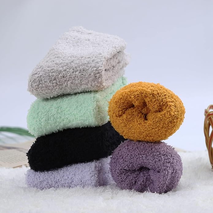 Womens Fuzzy Socks Microfiber Soft Cozy Warm Slipper Sleeping Winter Sock Fluffy Cabin Plush Stocking Stuffers