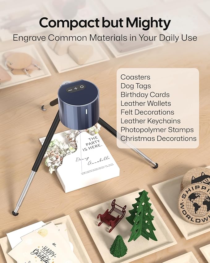 LaserPecker LP1 Pro Laser Engraver for Beginners, Mini Portable Laser Engraving Machine for Wood/Leather/Felt, 190g Lightweight, 10,000+ Hour Lifespan, Laser Safety Glasses Included, Basic Set