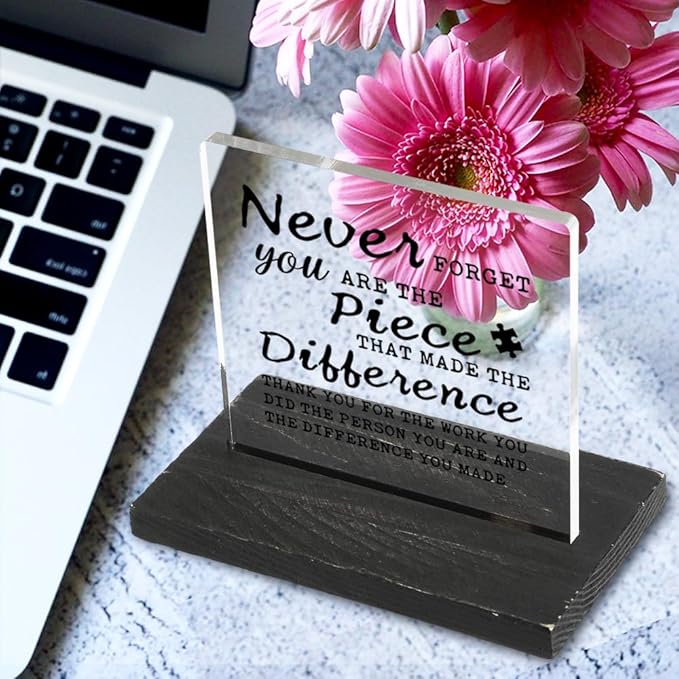 Appreciation gifts for Mentor Teacher Nurse, Going Away Gift Retirement Gift for Coworker Boss, Never forget you are the Piece that Made the Difference, Funny Office Desk Decor-DX109
