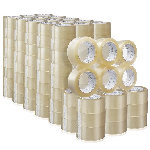 Sure-Max Premium Carton Packing Tape 1.8 mil 330 Feet (110 Yards) - Clear - 4 Cases (144 Rolls Total)