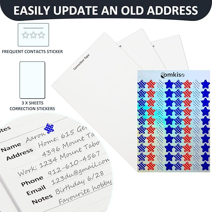 Address Book with Individual Alphabetical Tabs Laminated, Large Print Address Book with 468 Wide Lining Entry Spaces, Change of Address Labels, Hardcover Address Book 5.7 x 8.5" - Black