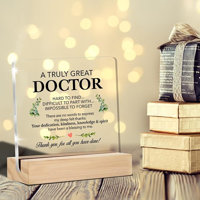 Thank You Doctor Gifts a Truly Great Doctor Clear Desk Decorative Sign Doctors Appreciation Gift for Birthday Retirement Acrylic Sign with Stand Table Plaque Sign Keepsake
