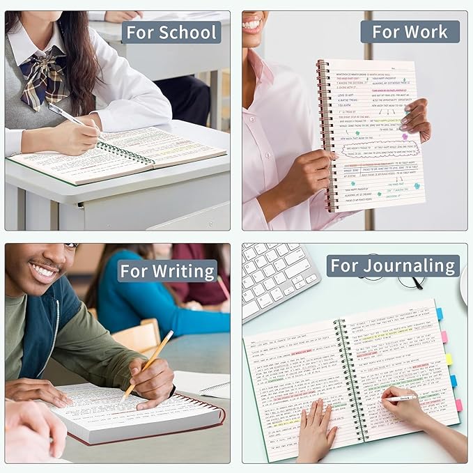 AHGXG Spiral Notebook College Ruled - Large Spiral Journal Notebook B5 7.48" × 10.15", 300 Pages, 100GSM Thick Paper, Plastic Hardcover, for Work Office School Writing Notes, Sage Green