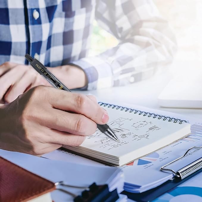 G2 Retractable Premium Gel Ink Roller Ball Pens Fine Point Fine Point (.7mm) Assorted Ink 6-pk; Refillable & Premium Comfort Grip Bundle with Plastic Reusable Pouch