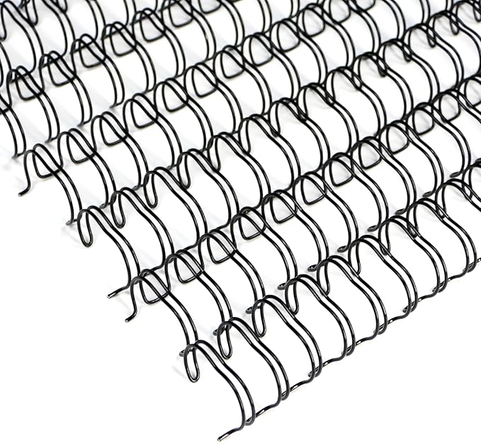 Rayson WR21127BK Wire Binding Spines, 2:1 Pitch Double Loop Binding Wires 1/2 Inch, 21-Loop Wire Ring Pack of 100 with Black