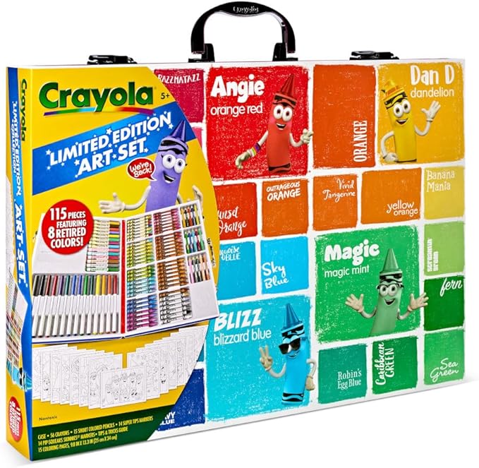 Crayola Limited Edition Coloring Set (115pcs), Kids Drawing Supplies Kit with Crayons, Markers & Colored Pencils, Birthday, Holiday for Kids, 5+