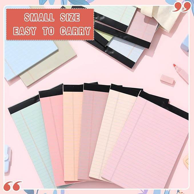 Lincia 24 Pcs 12 Pcs 5" x 8" Small Legal Pads Colored Lined Note Pads Narrow Ruled Writing Notepads 50 Sheets Per Micro Paper Notebook Lined and Perforated for College Office Supplies (Earthy Colors)
