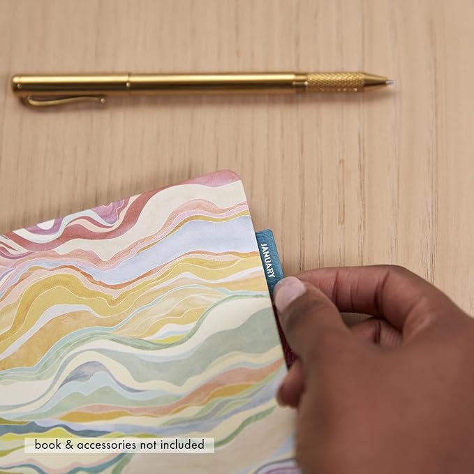 Erin Condren Vegan Leather Monthly Adhesive Tabs, Functional Planner Tabs for Organization, Sticky Index Page Markers, Journal and Notebook Accessories, Colorful + Platinum