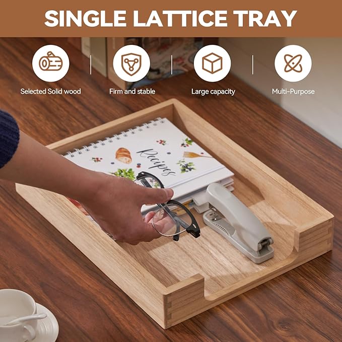 Kirigen Wood Letter-Size Tray Single-Tier (TP-NA)- Wooden Tones Collection Front-Load Documents Tray for Office Desktop Organizer - Desk Magazine, File, Folder, Paper Holder Natural