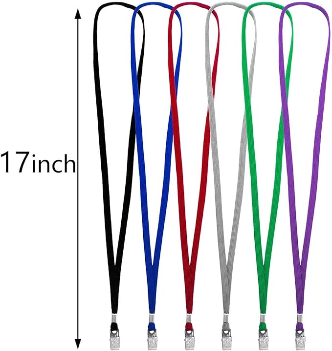 Beebel Lanyard 100 Pack Gray Badge Lanyards Flat Lanyards Round 32" with Badge Clip