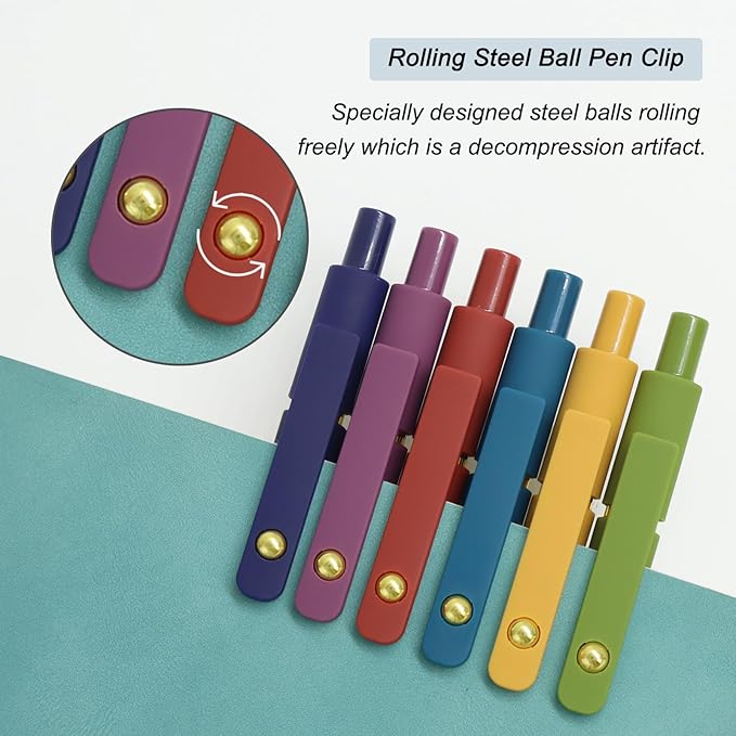 Gel Pens, 6 Pcs 0.5mm Fine Point Smooth Writing Pens Cute Pen, High-End Series Black Ink Pen for Journaling Note Taking, School Office Supplies for Women Men (6 Pcs Gold Vintage)