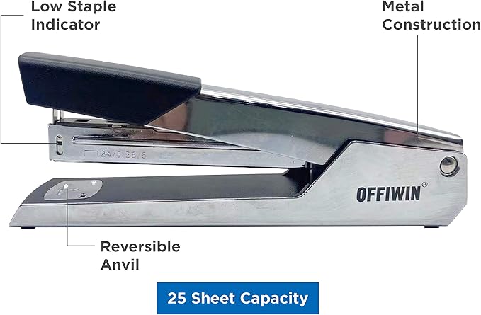 2 Pack Stapler,25 Sheet Capacity,Portable, Durable Metal Desktop Stapler for Home Office Supplies, Classroom or Desktop Accessories-6.70x1.38x2.36 inches