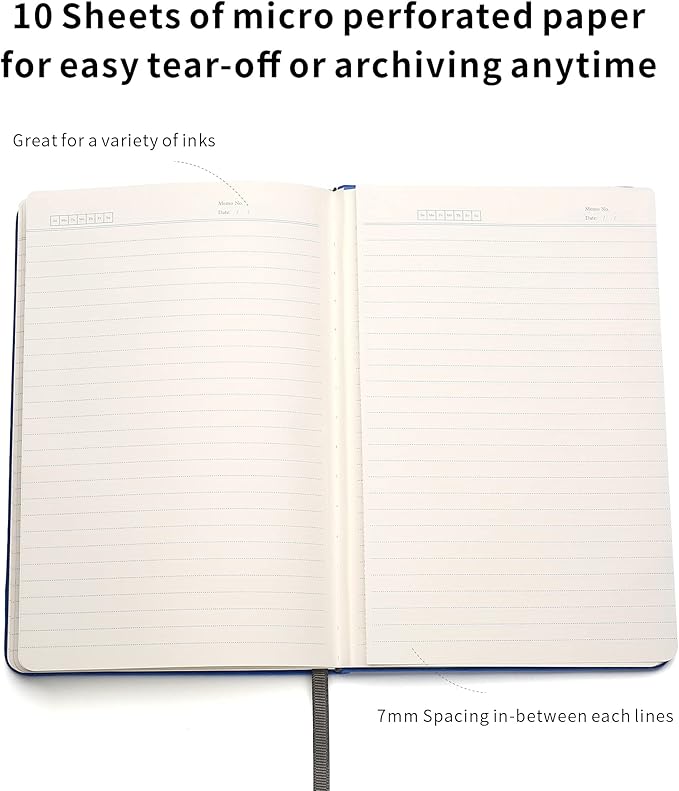 Deziliao Hardcover Notebook Journal 160 Pages, Lined Journal Notebooks for Work, 100Gsm Premium Thick Paper with Pocket, Medium 5.7"x8.4" （Blue, Ruled）