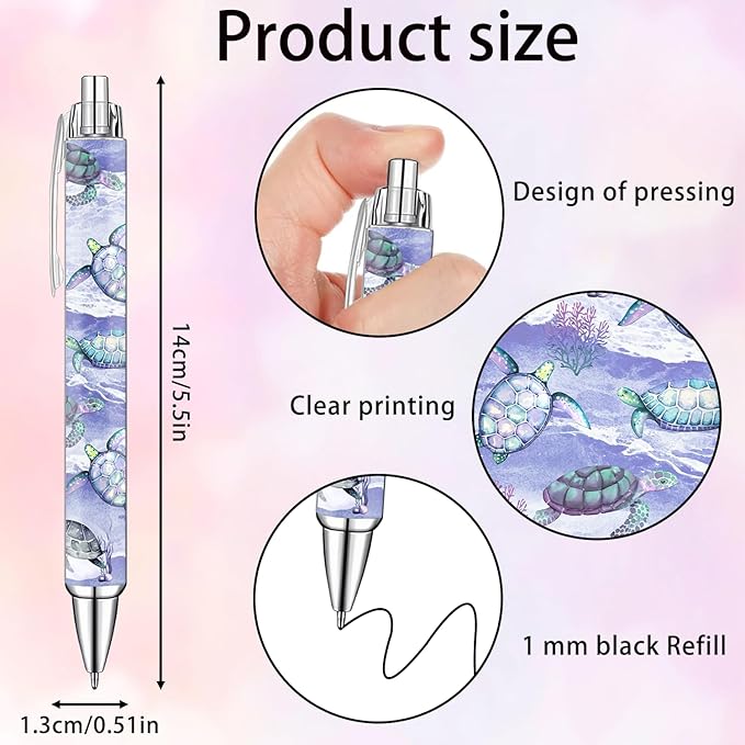 Cute Turtle Pens Set – Adorable Sea Turtle Gel Ink Pens for Kids, Students, and Teachers – Fun Ocean Animal Stationery for School, Office, or Gifts – Thanksgiving Christmas New Year Gifts, 10 Pack