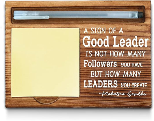 A Good Leader Sticky Note Holder, Leader Office Decor, Leader Gifts, Leader Thank You Appreciation Gifts for Women Self-Stick Note Pad Holders WPP24