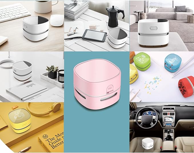 ODISTAR Desktop Vacuum Cleaner, Mini Table dust Sweeper Energy Saving,High Endurance up to 400 mins,360º Rotatable Design for Keyboard/Home/School/Office (Pink)